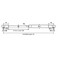 Gas Strut 6mm x 15mm - Max Length 142mm - Force 400N