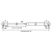 Gas Strut 10mm x 22mm - Max Length 1035mm - Force 1200N