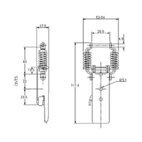 Spring Claw Latch with Safety Catch - 64 Strength (kg) - Mild Steel