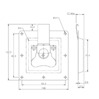 Rotary Turn Latch in Recess Dish - 60 Strength (kg) - Stainless