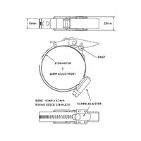 Hi-Torque Rigid Claw Quick Release Bandclamp 210-255mm Diameter - Stainless Steel