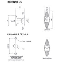 Large T Shape Handle - Rear Fix - Non-Locking - Chrome