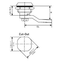 Quarter Turn Lock - 8mm Square Face Stainless Steel